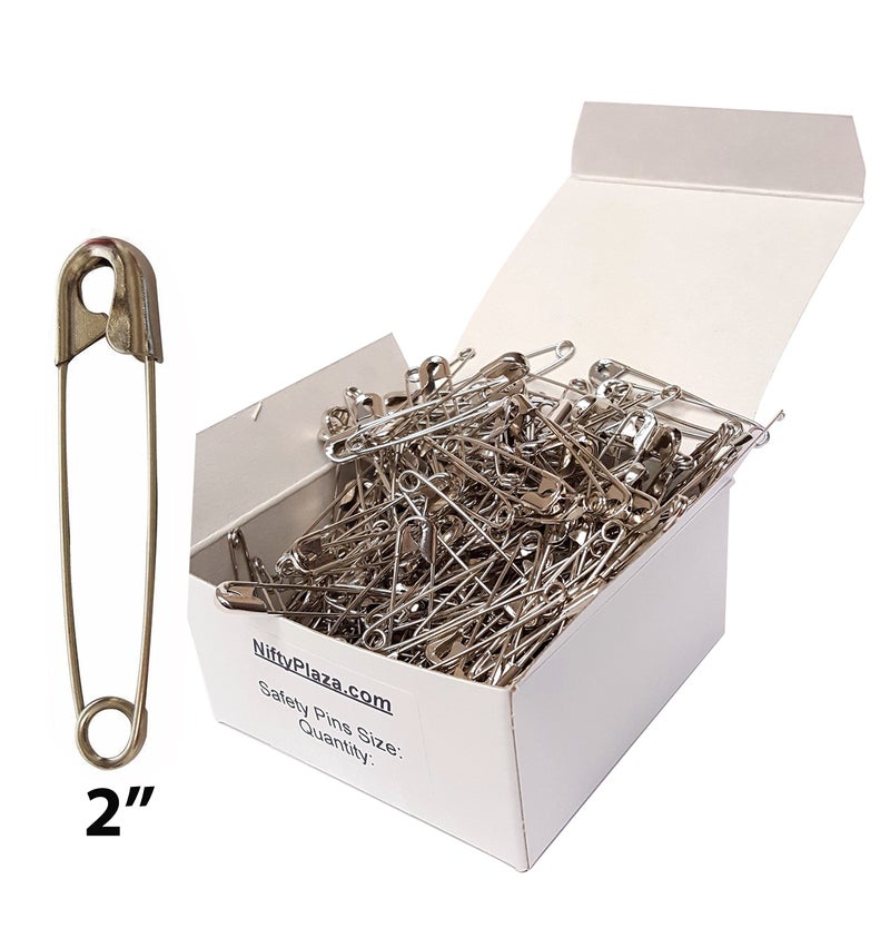 NiftyPlaza Extra Large 2" Safety Pins - Heavy Duty, Industrial Strength, Nickel Plated, Rust Resistant (1440 Safety Pins) - Image 1